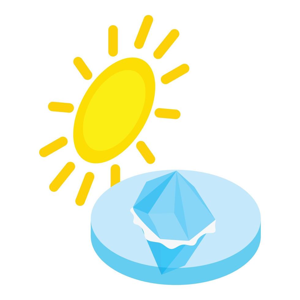 icono de iceberg derritiéndose, estilo isométrico vector