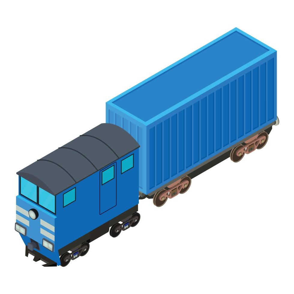 Railway transport icon, isometric style vector
