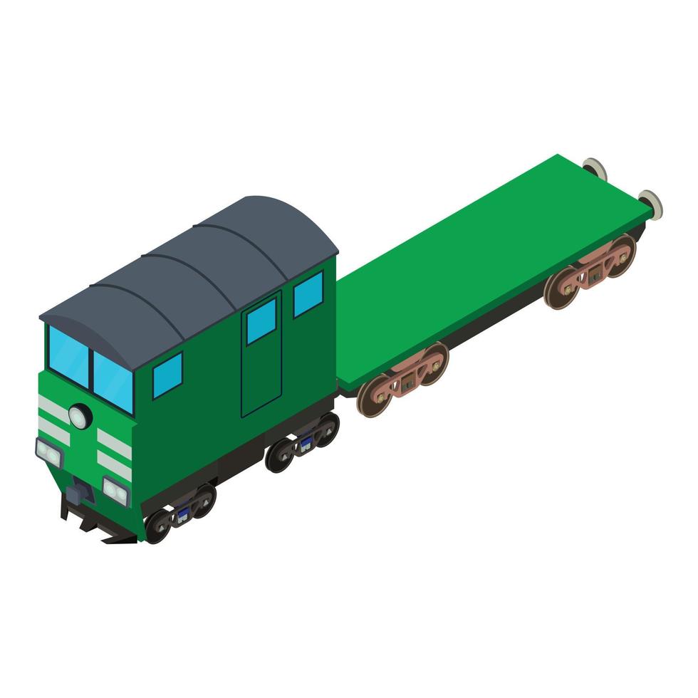 Railway flatcar icon, isometric style vector