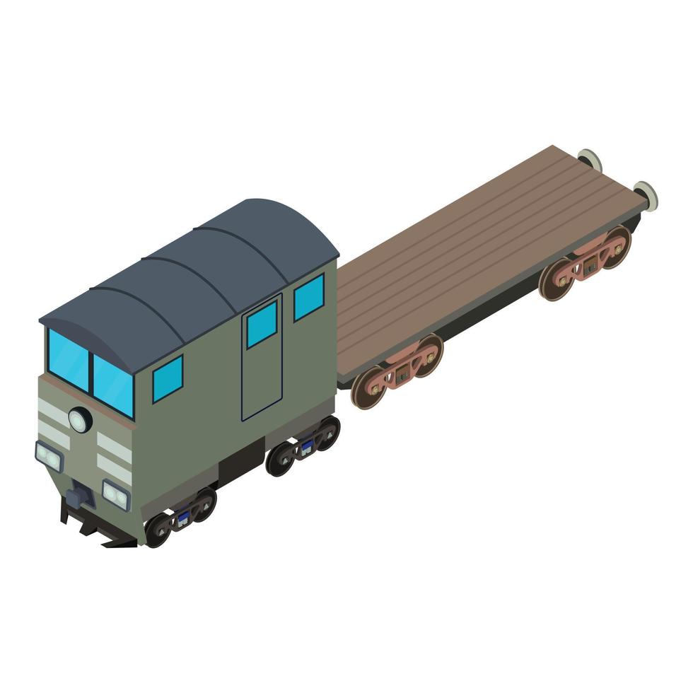 Flatcar wagon icon, isometric style vector