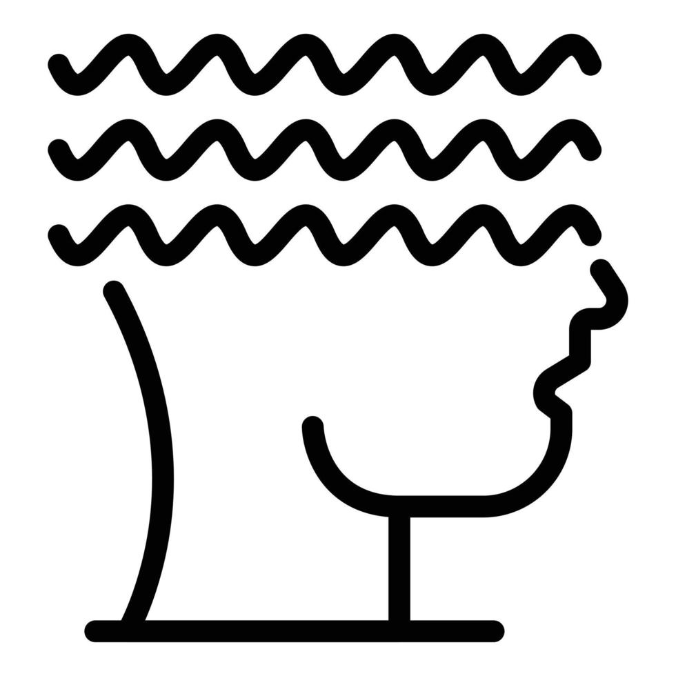 Waves around the head icon, outline style vector