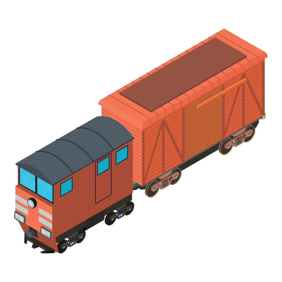 icono de tren de carga, estilo isométrico vector