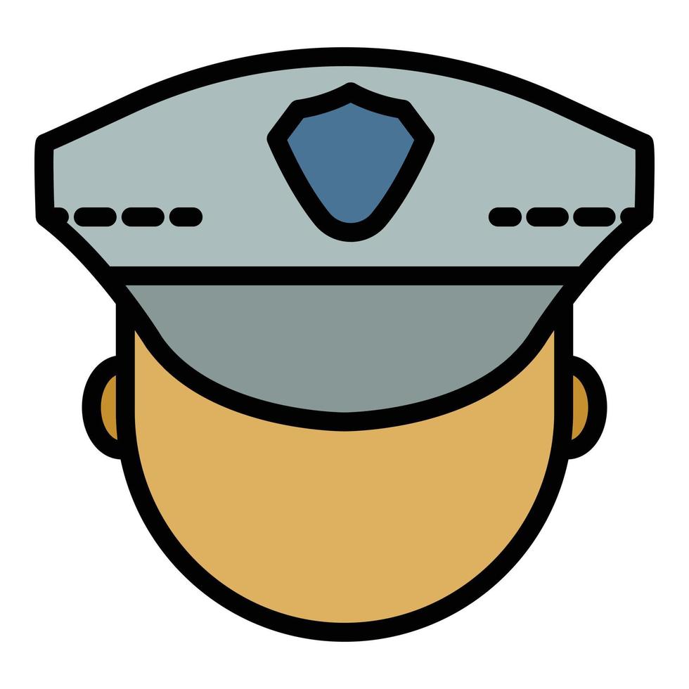 vector de contorno de color de icono de cara de hombre de policía