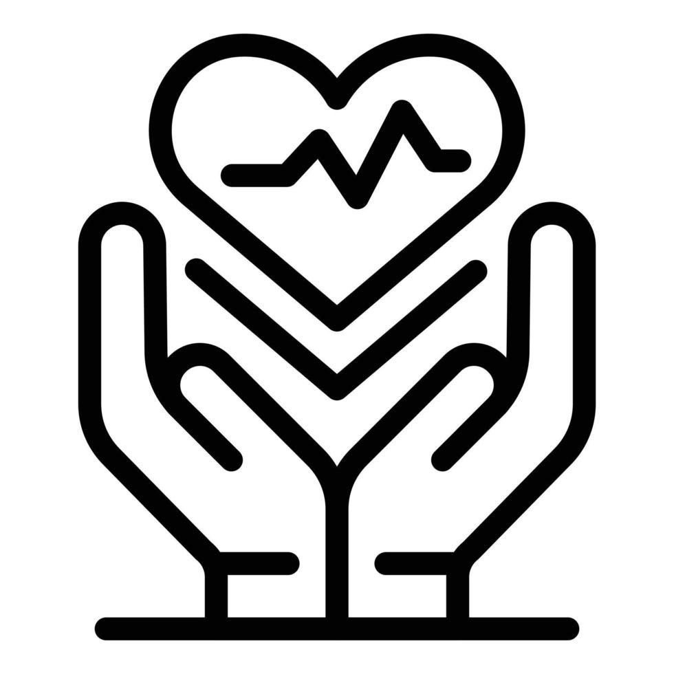 Heart in the hands icon, outline style vector