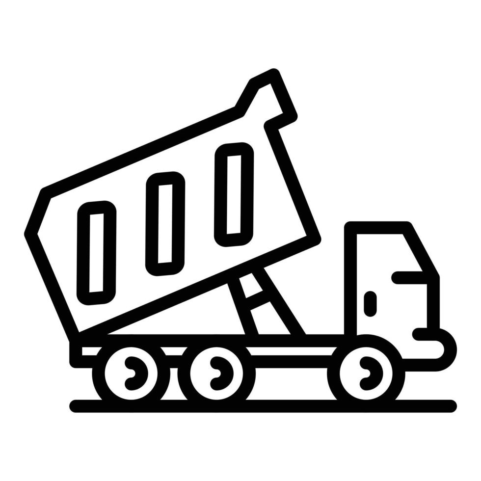 icono de camión volquete, estilo de esquema vector