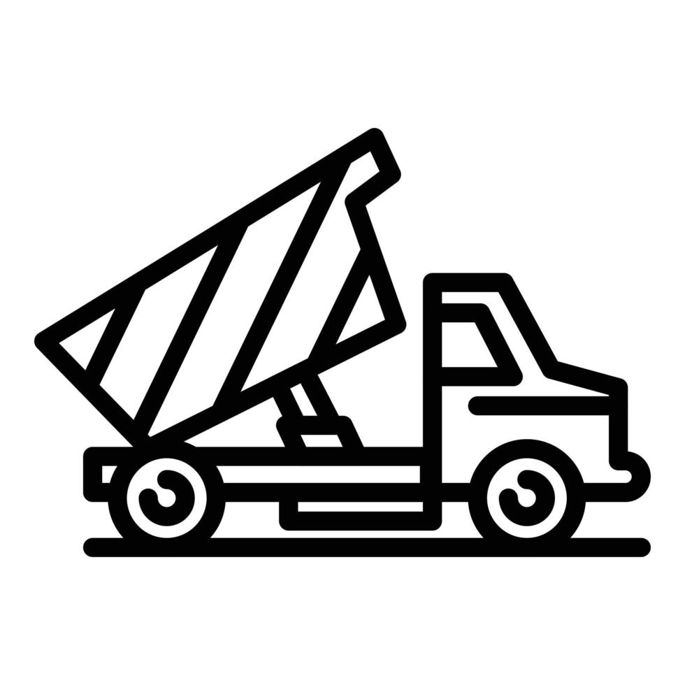 icono de volquete de construcción, estilo de contorno vector