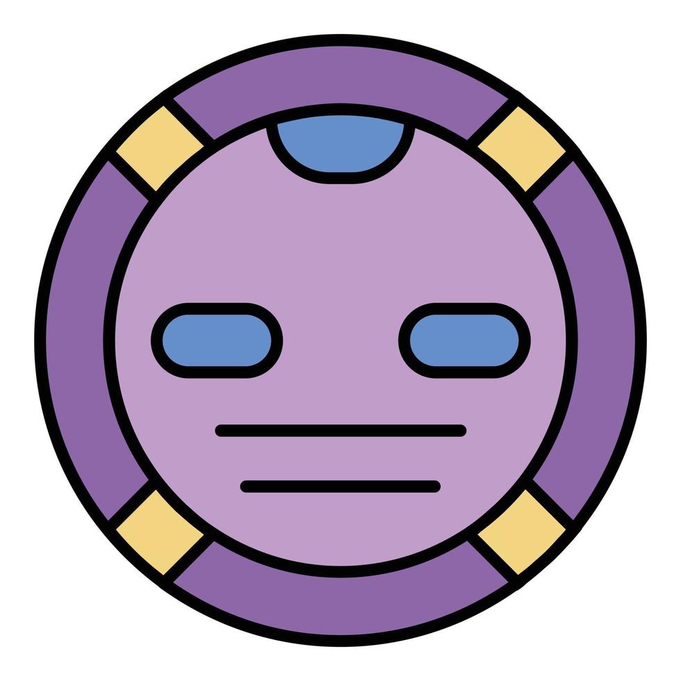 Robot vacuum cleaner icon color outline vector