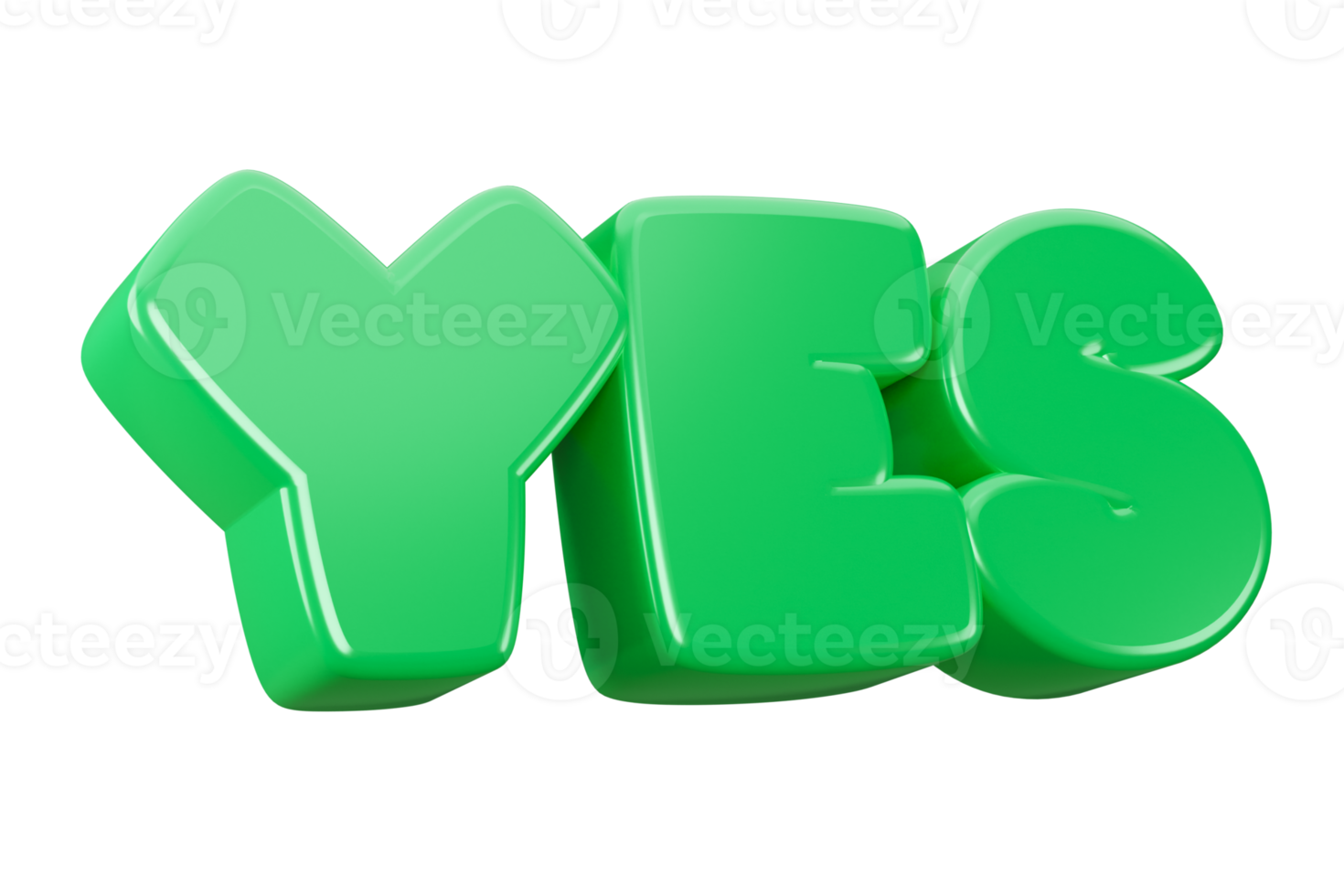 yes 3d render text phrase inscription png