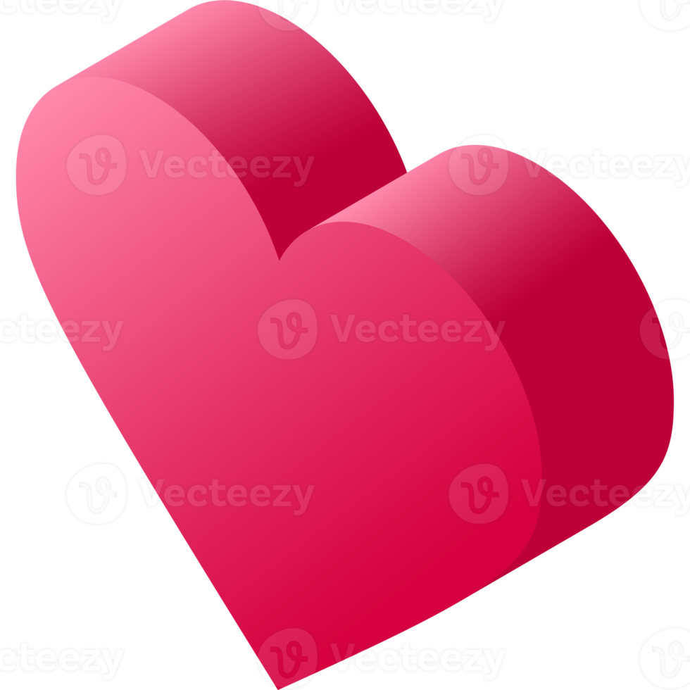 isometric love heart icon png