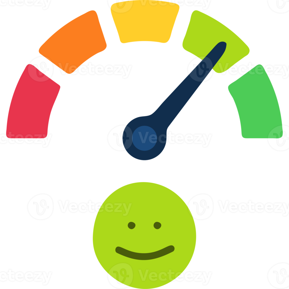 emotie gezicht schaal meter illustratie. humeur indicator, klant tevredenheid vragenlijst, terugkoppeling concept png