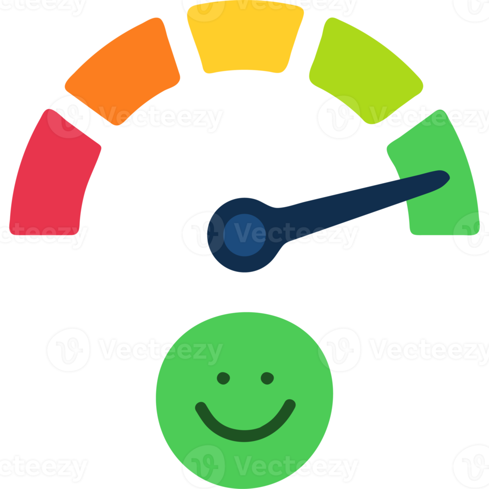 illustration du compteur d'échelle de visage d'émotion. indicateur d'humeur, enquête de satisfaction client, concept de rétroaction png