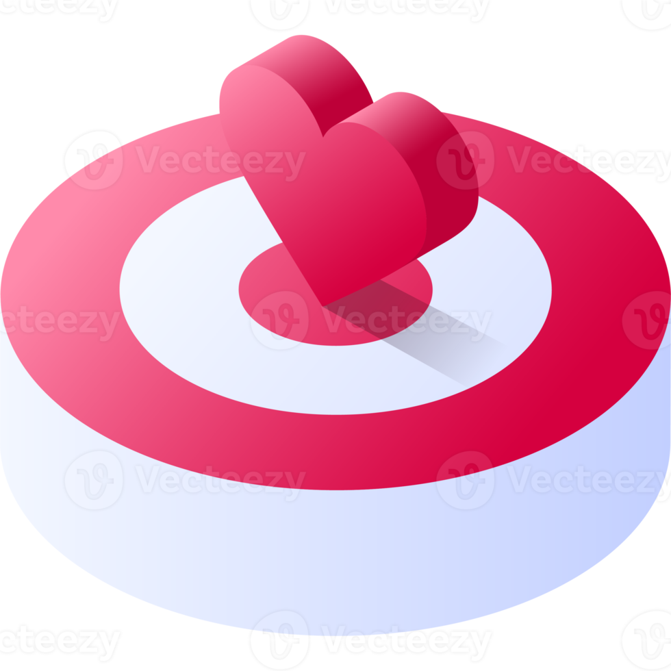 isometric love heart on target png
