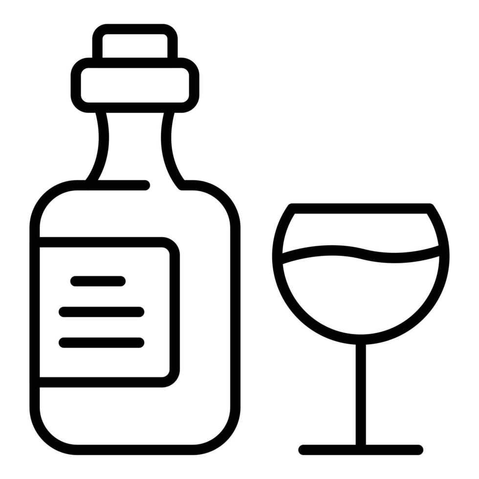 Italian wine bottle icon outline vector. Glass label vector