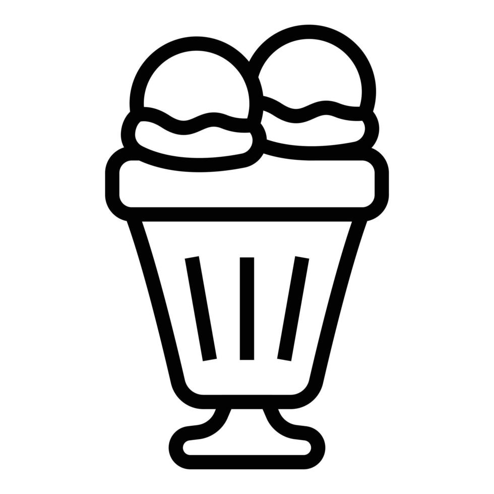 vector de contorno de icono de helado sundae. helado