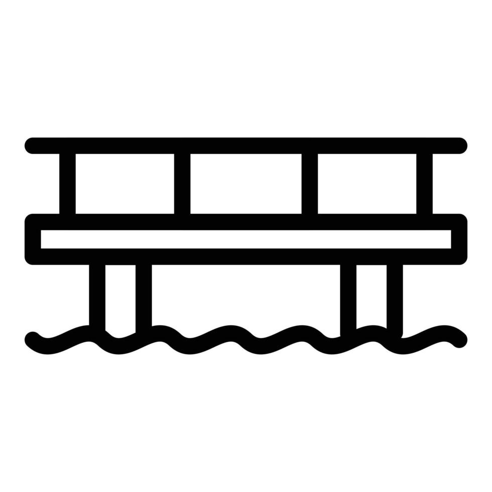vector de contorno de icono de puente de río. mar construccion