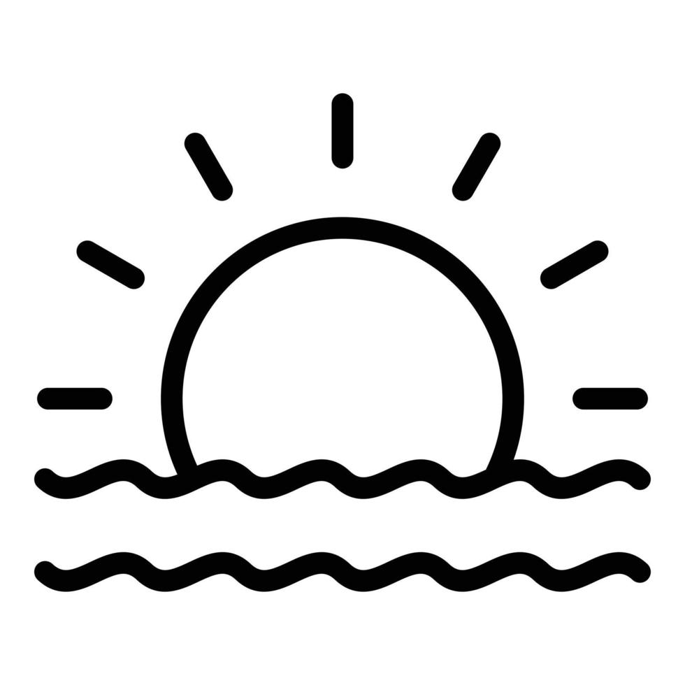 Sea sunrise icon outline vector. Beach sunset vector