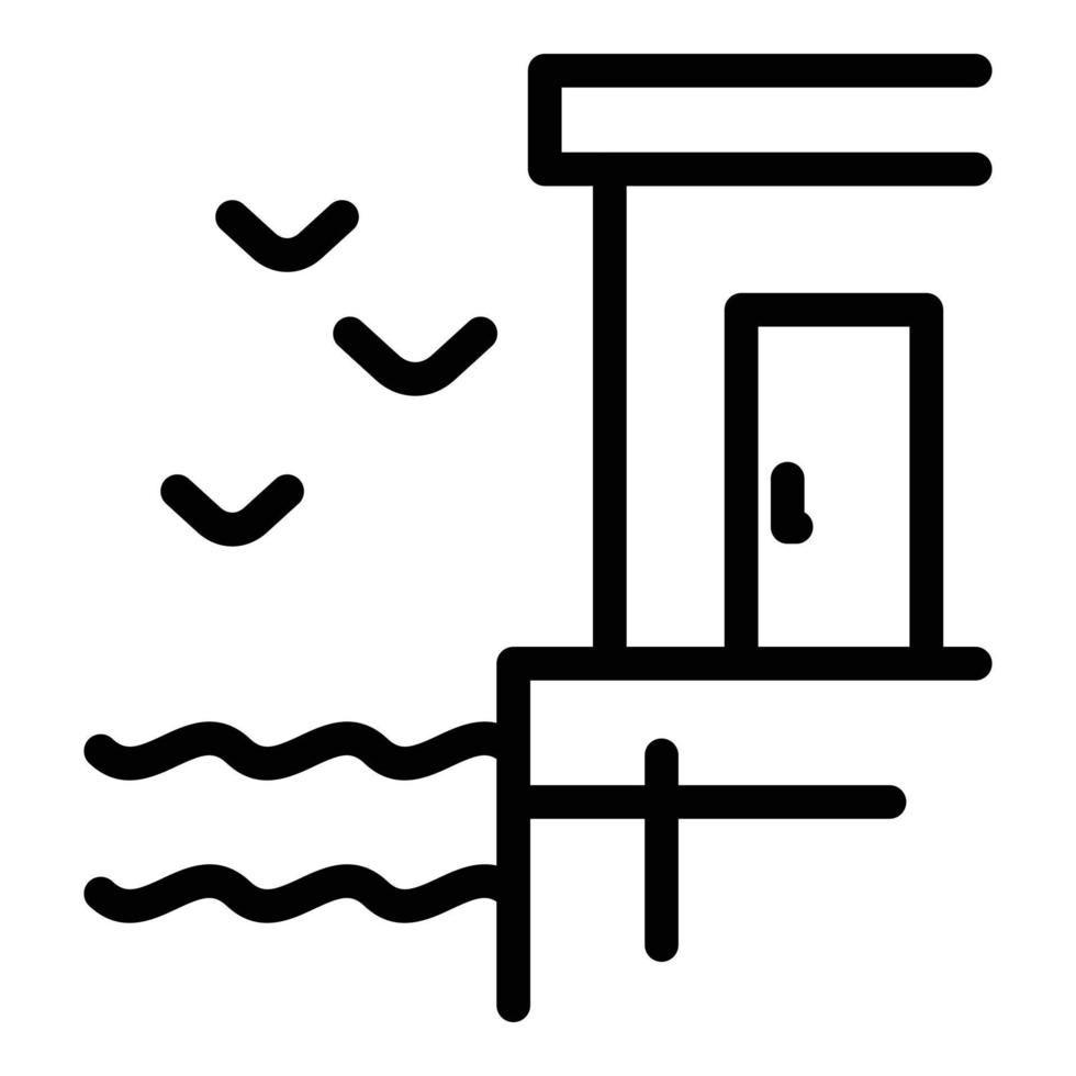 Beach house icon outline vector. Hut island building vector