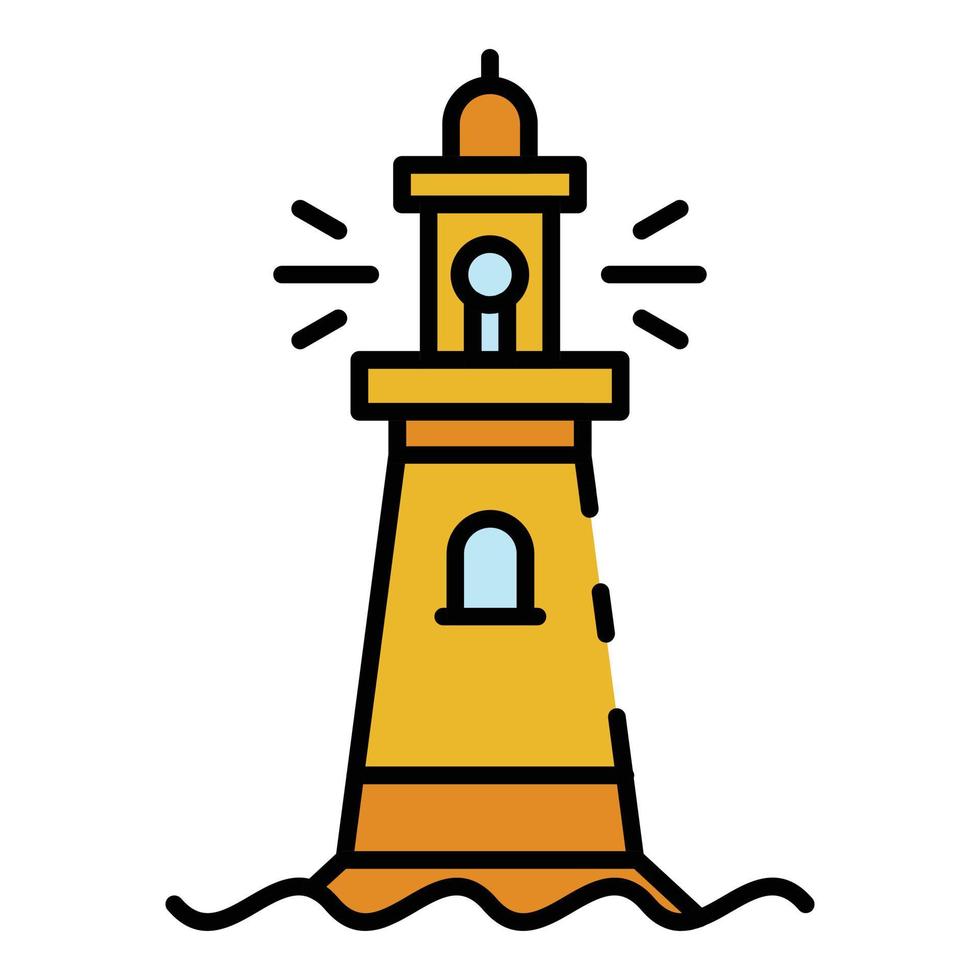 Stone lighthouse icon color outline vector