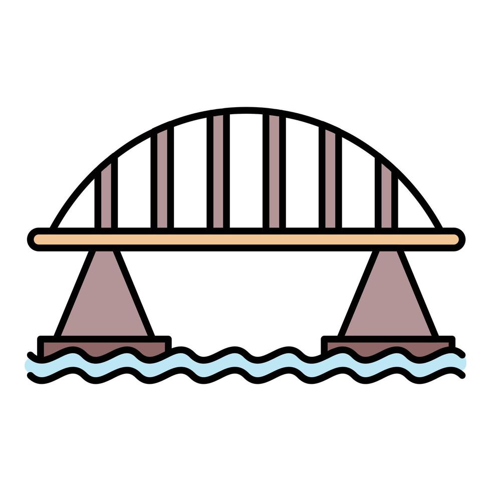 viaducto puente icono color contorno vector