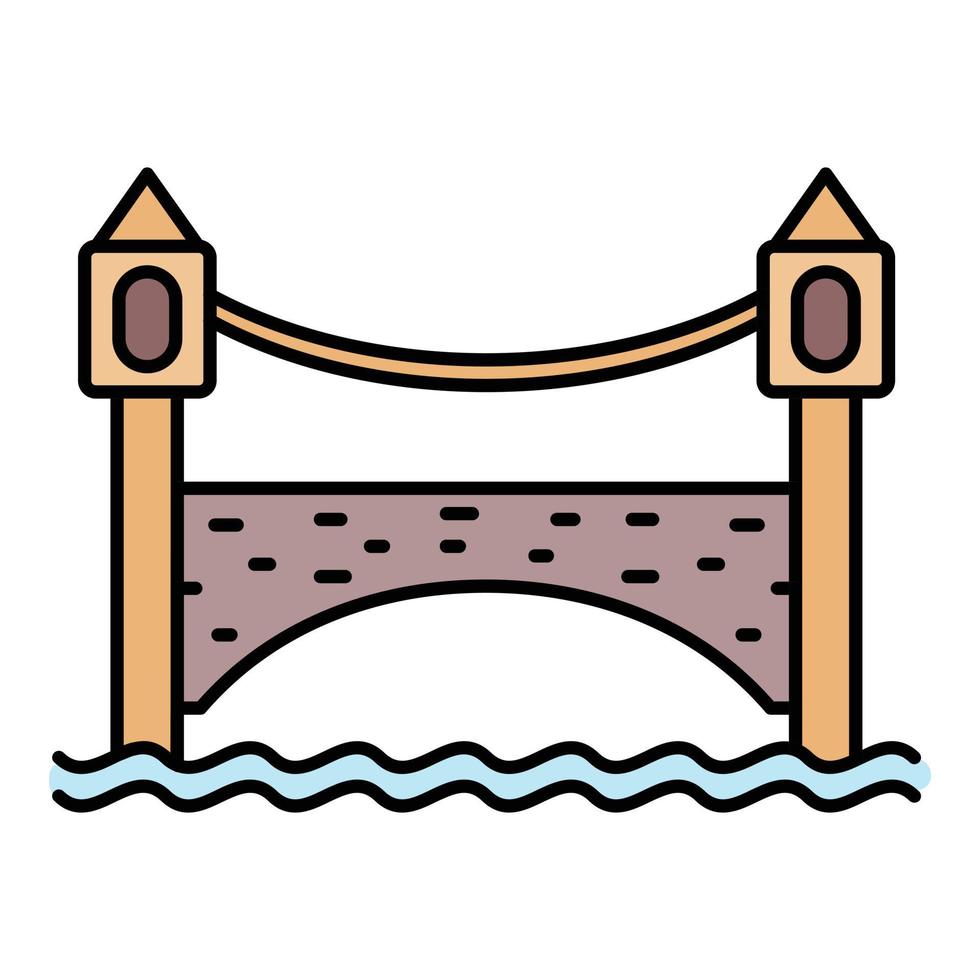 Brick bridge icon color outline vector