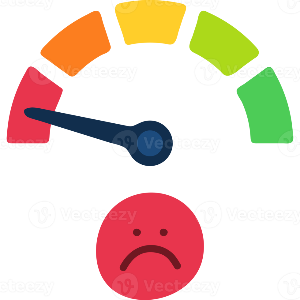 emotie gezicht schaal meter illustratie. humeur indicator, klant tevredenheid vragenlijst, terugkoppeling concept png