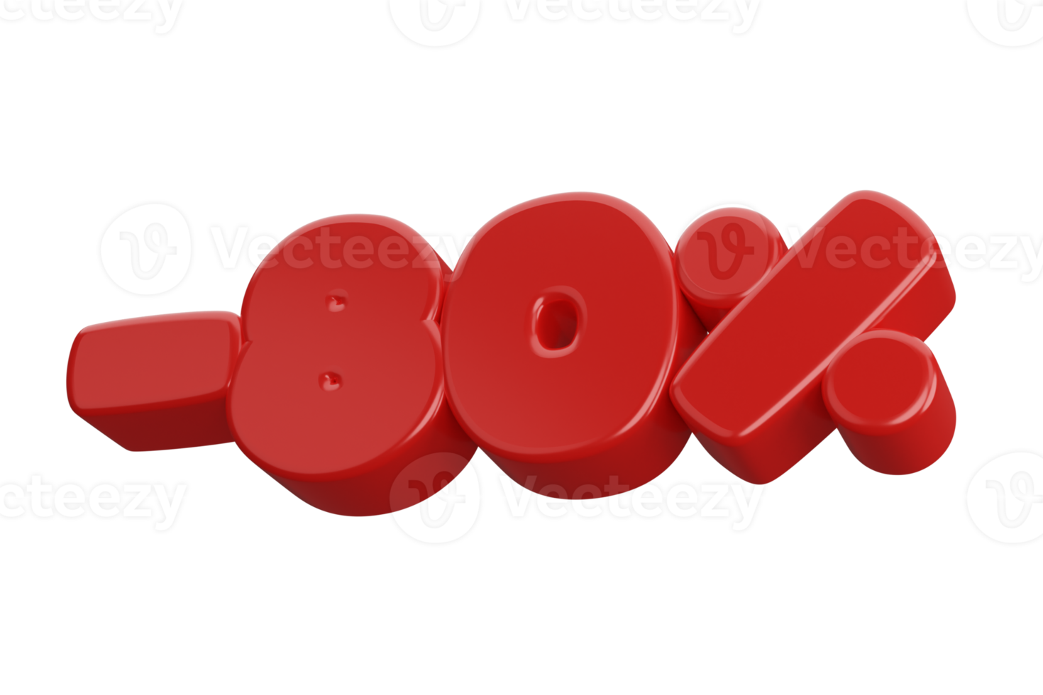 80 percent 3d render discount png