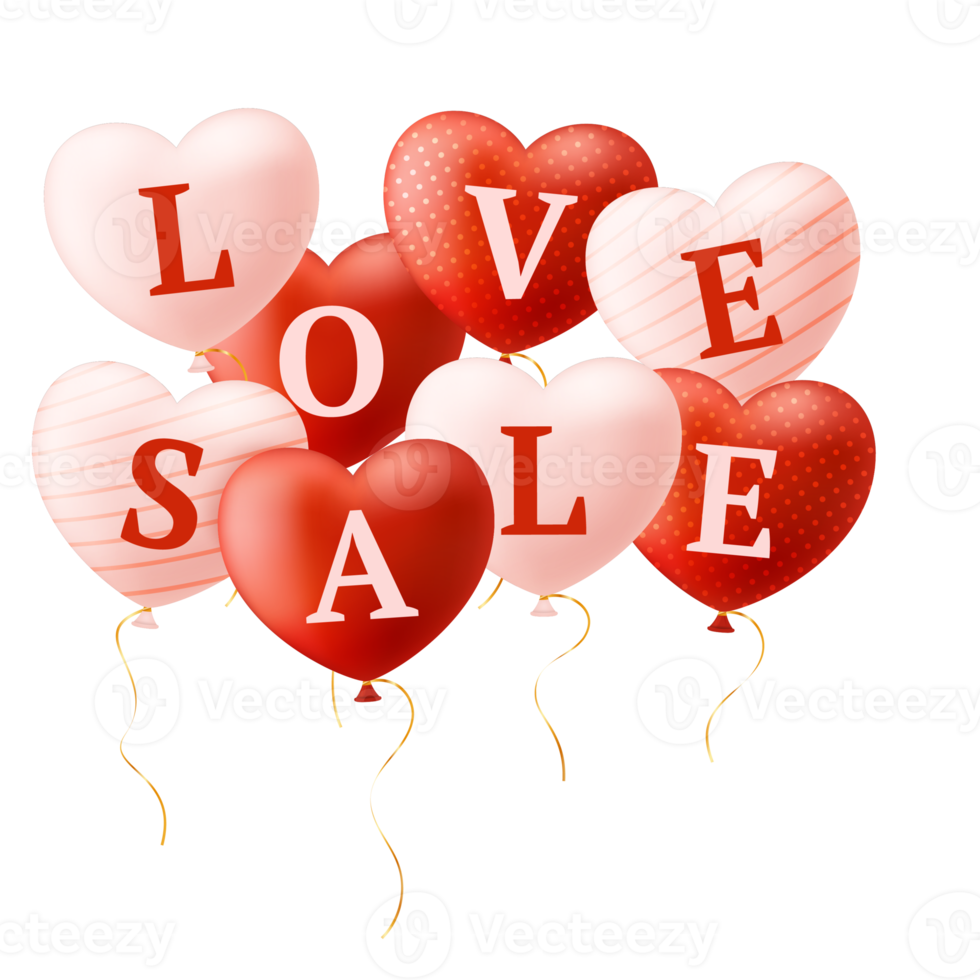valentine love sale balloon realistic png