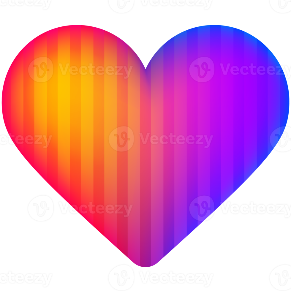 rainbow realistic heart icon png