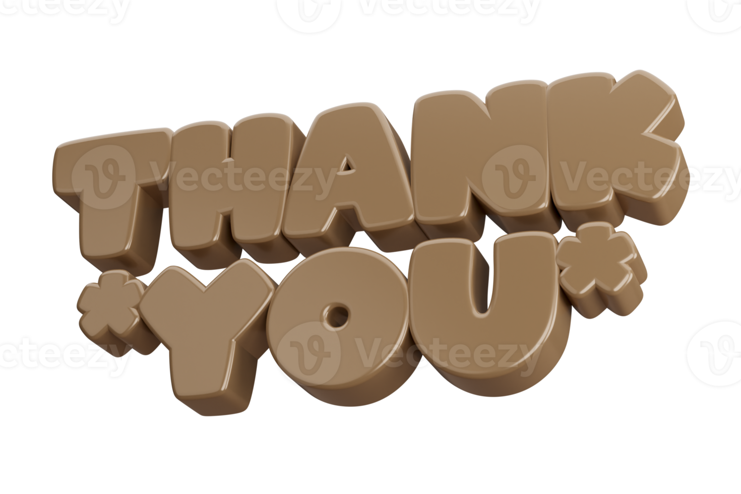 thank you 3d render text phrase inscription png