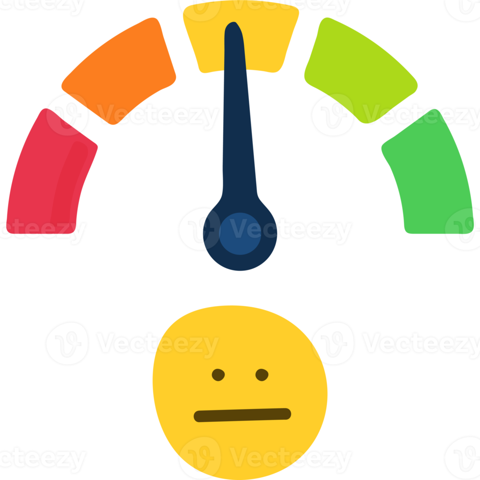 ilustração de medidor de escala de rosto de emoção. indicador de humor, pesquisa de satisfação do cliente, conceito de feedback png