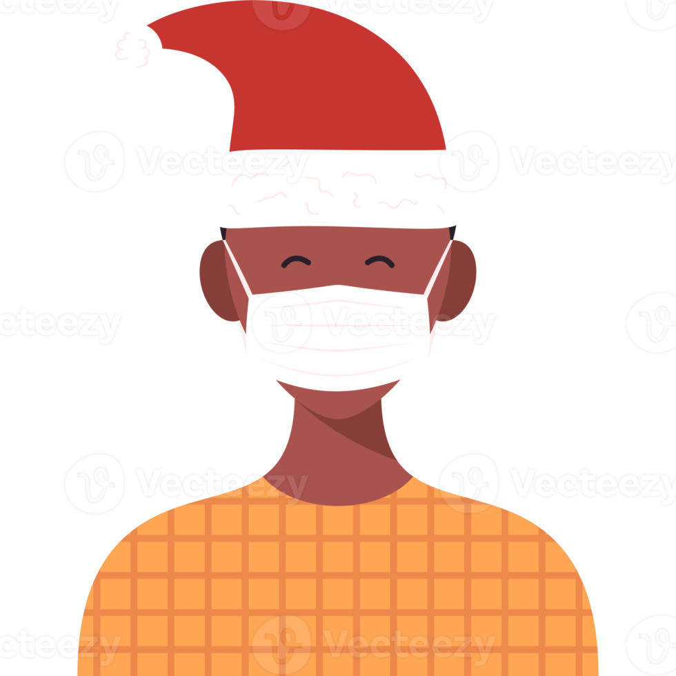 online Kerstmis concept. schattig persoon karakter met medisch masker png