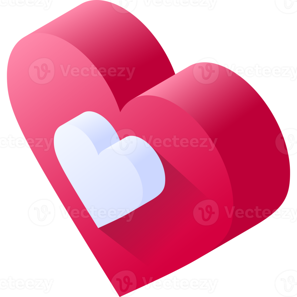isometric love heart icon png