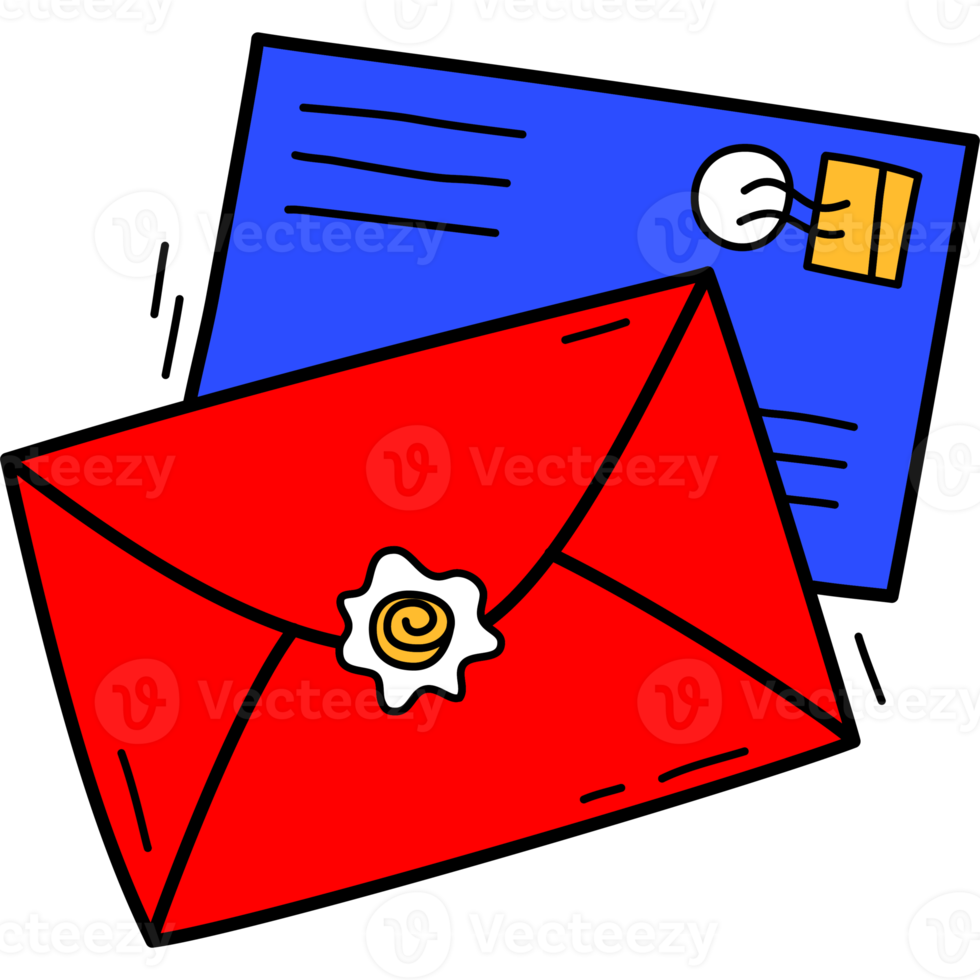 two mail letter envelope hand drawn png