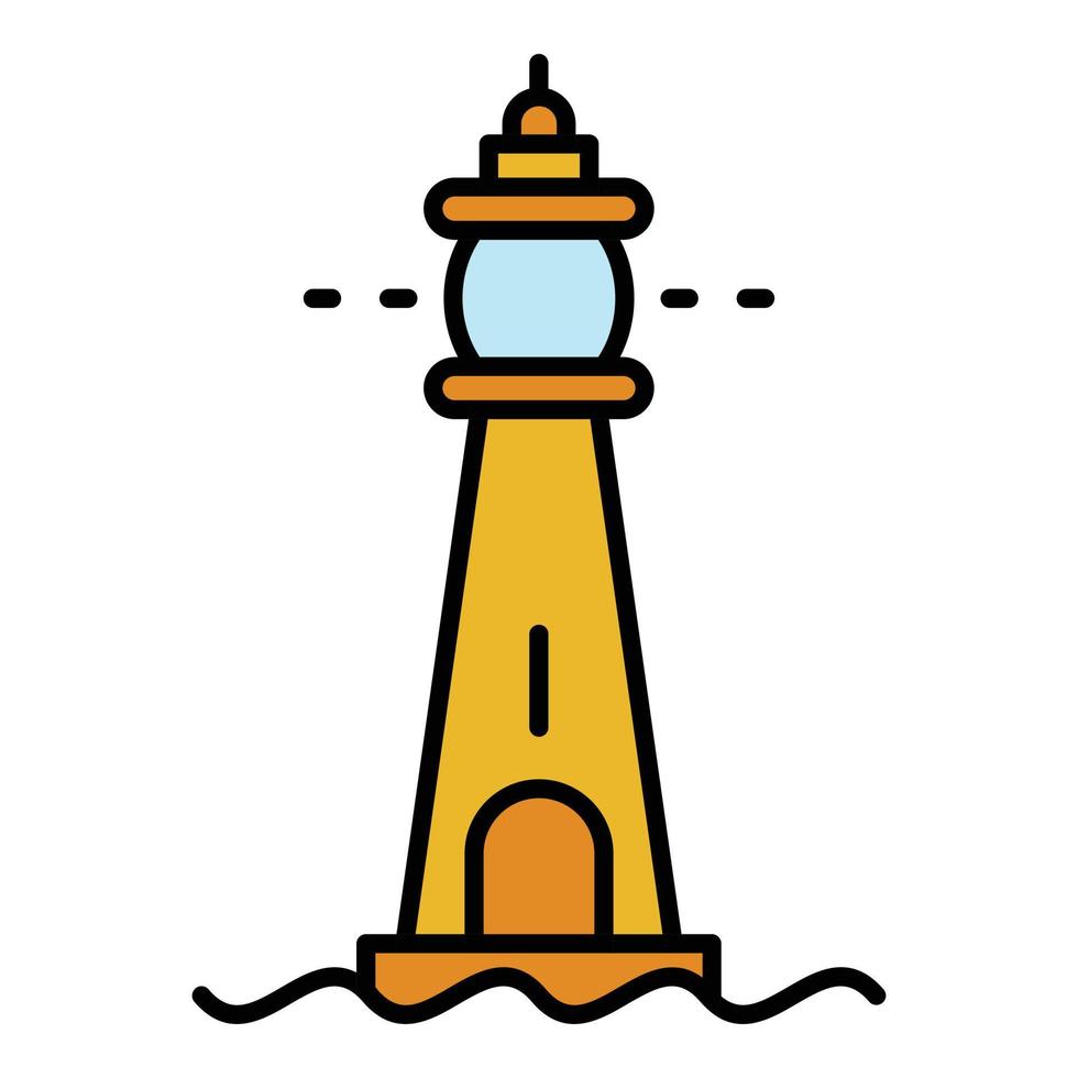 Glass lighthouse icon color outline vector