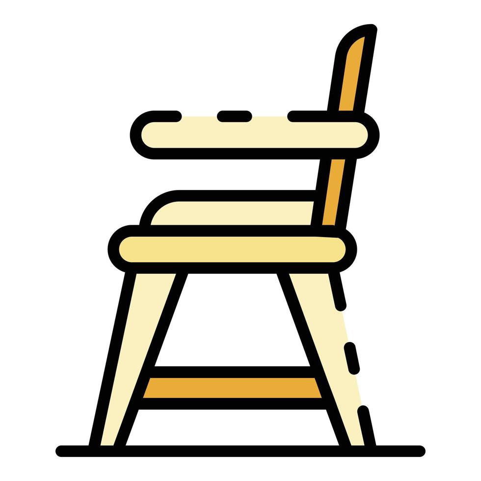 vector de contorno de color de icono de silla de comida de bebé