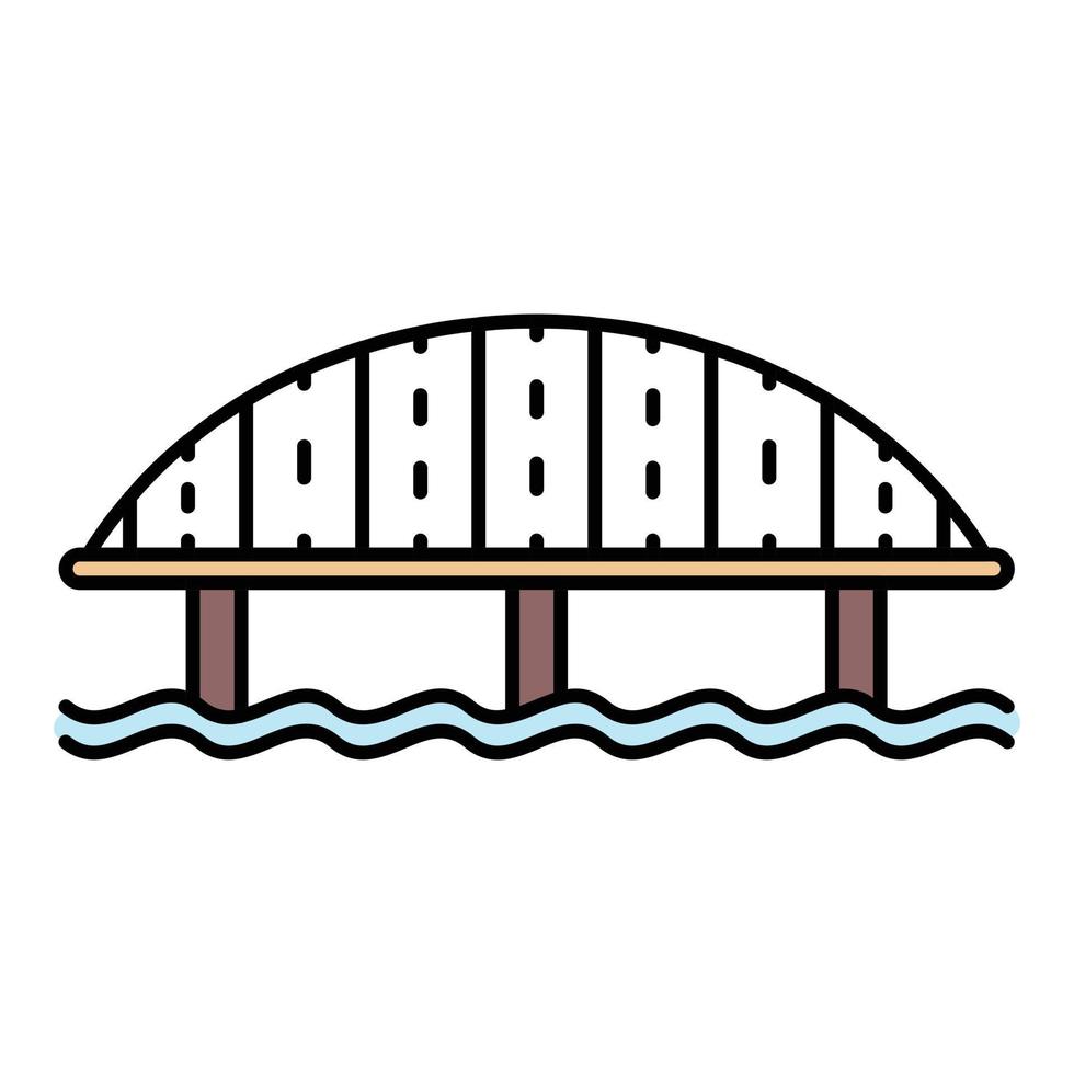 Highway bridge icon color outline vector
