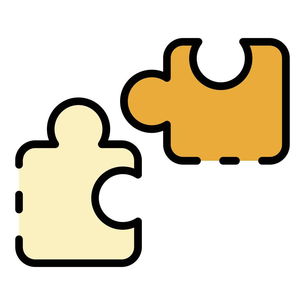 Puzzle parts icon color outline vector