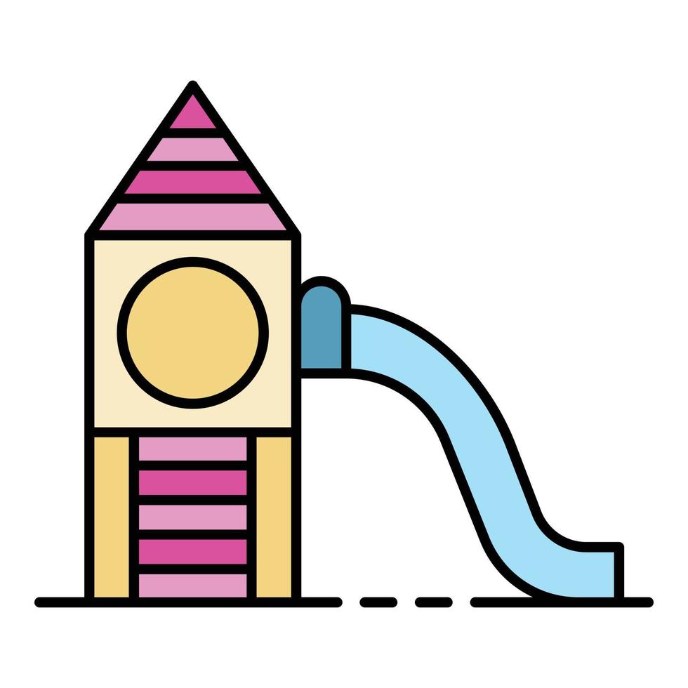 Recreation kid slide icon color outline vector