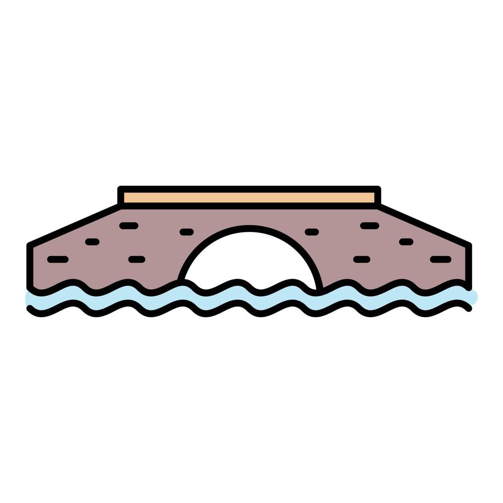 Stone bridge icon color outline vector