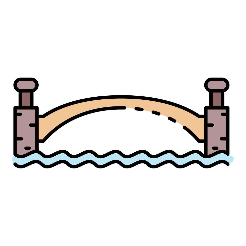 Park bridge icon color outline vector
