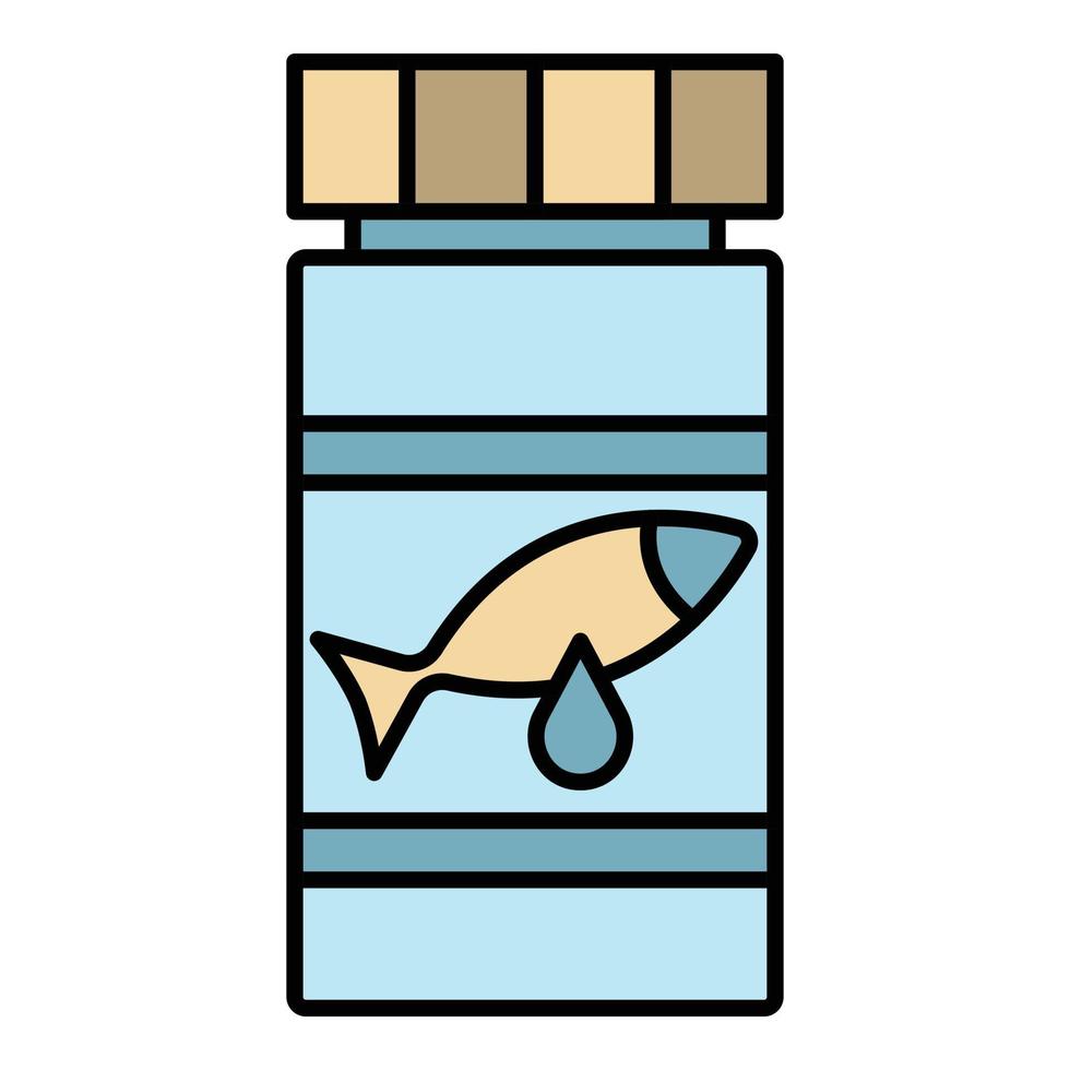 Fish oil pills icon color outline vector