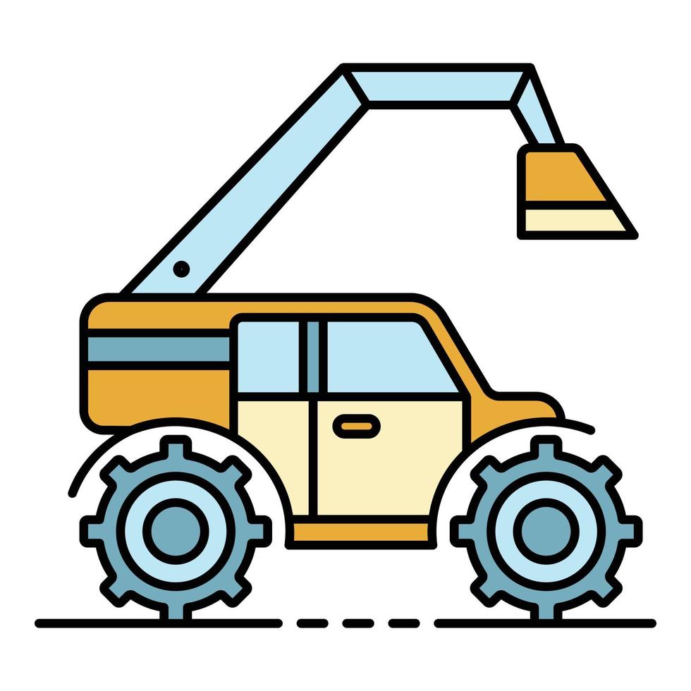 Modern farm excavator icon color outline vector