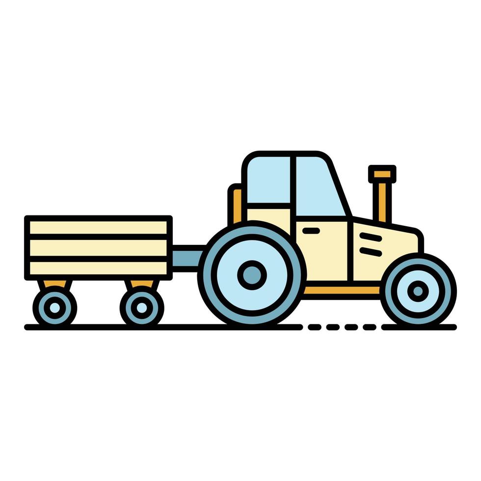 Tractor with trail icon color outline vector