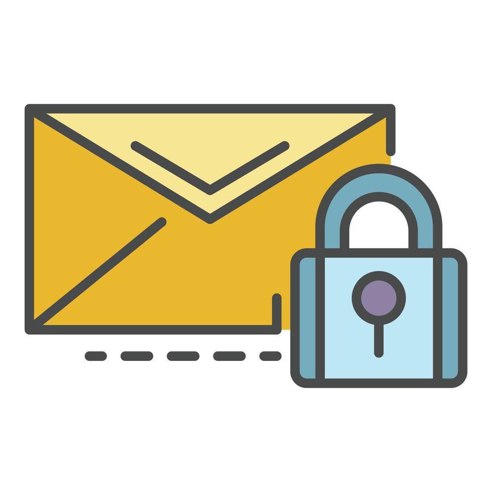 Secured mail icon color outline vector