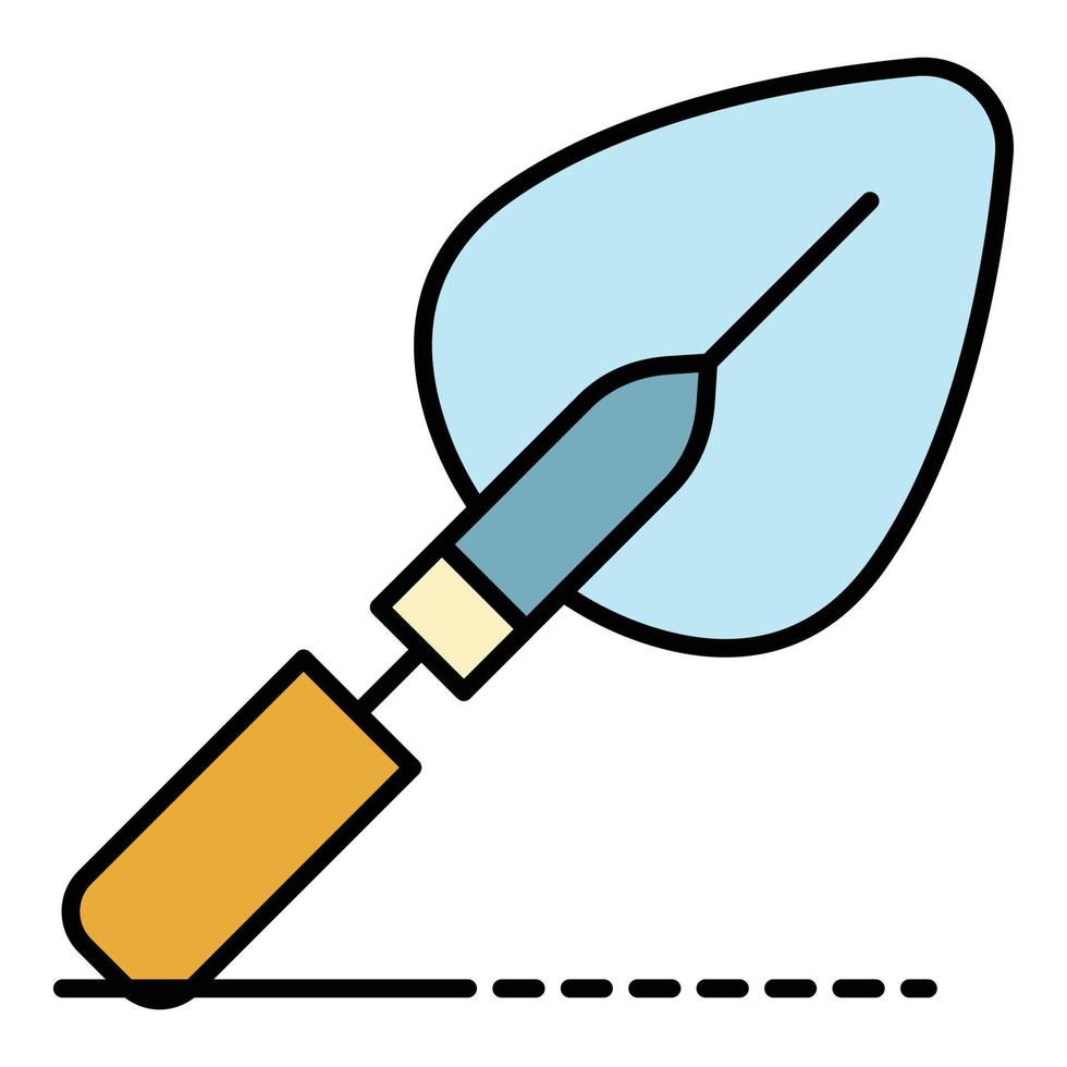 Garden hand shovel icon color outline vector