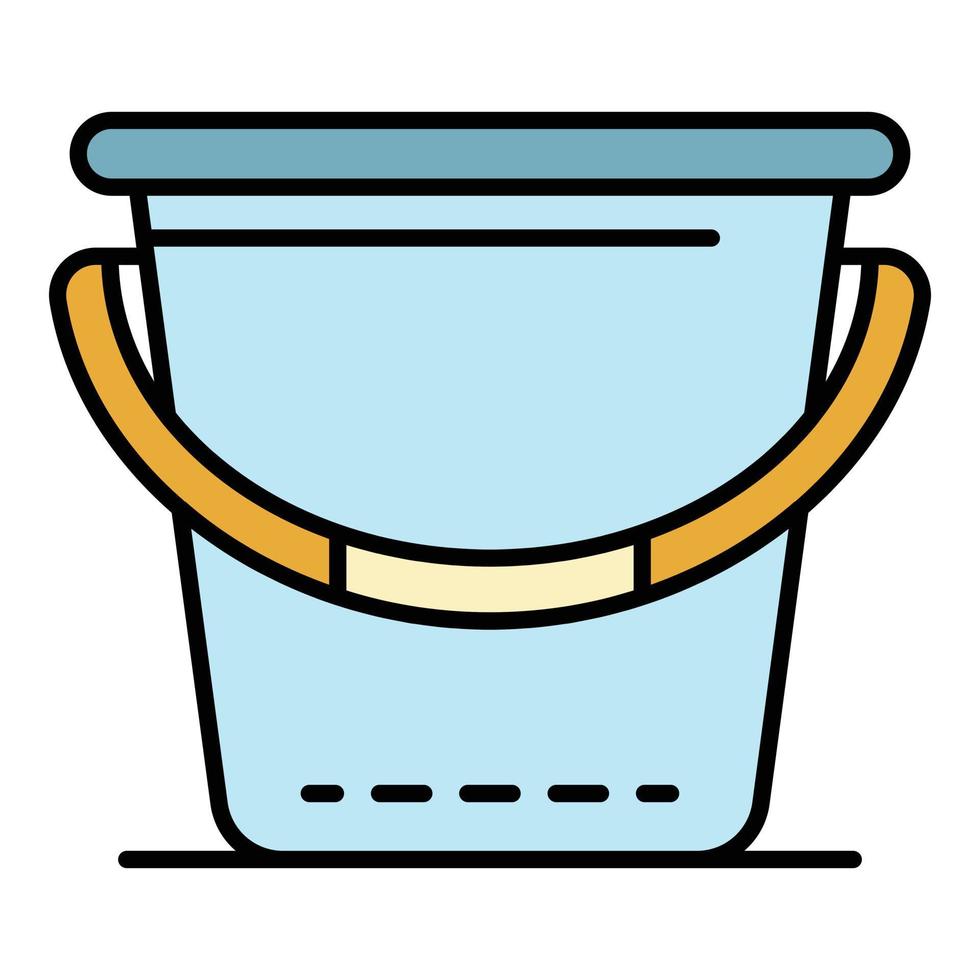 Garden bucket icon color outline vector