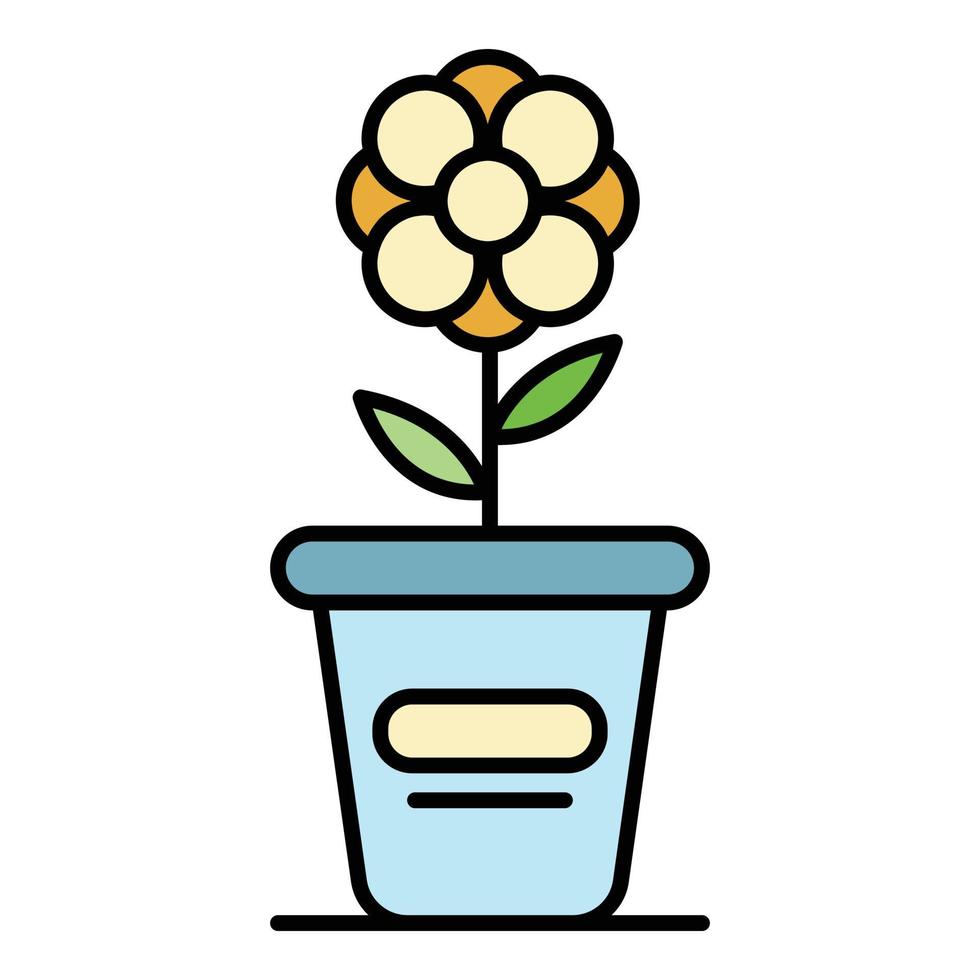 Flower pot icon color outline vector