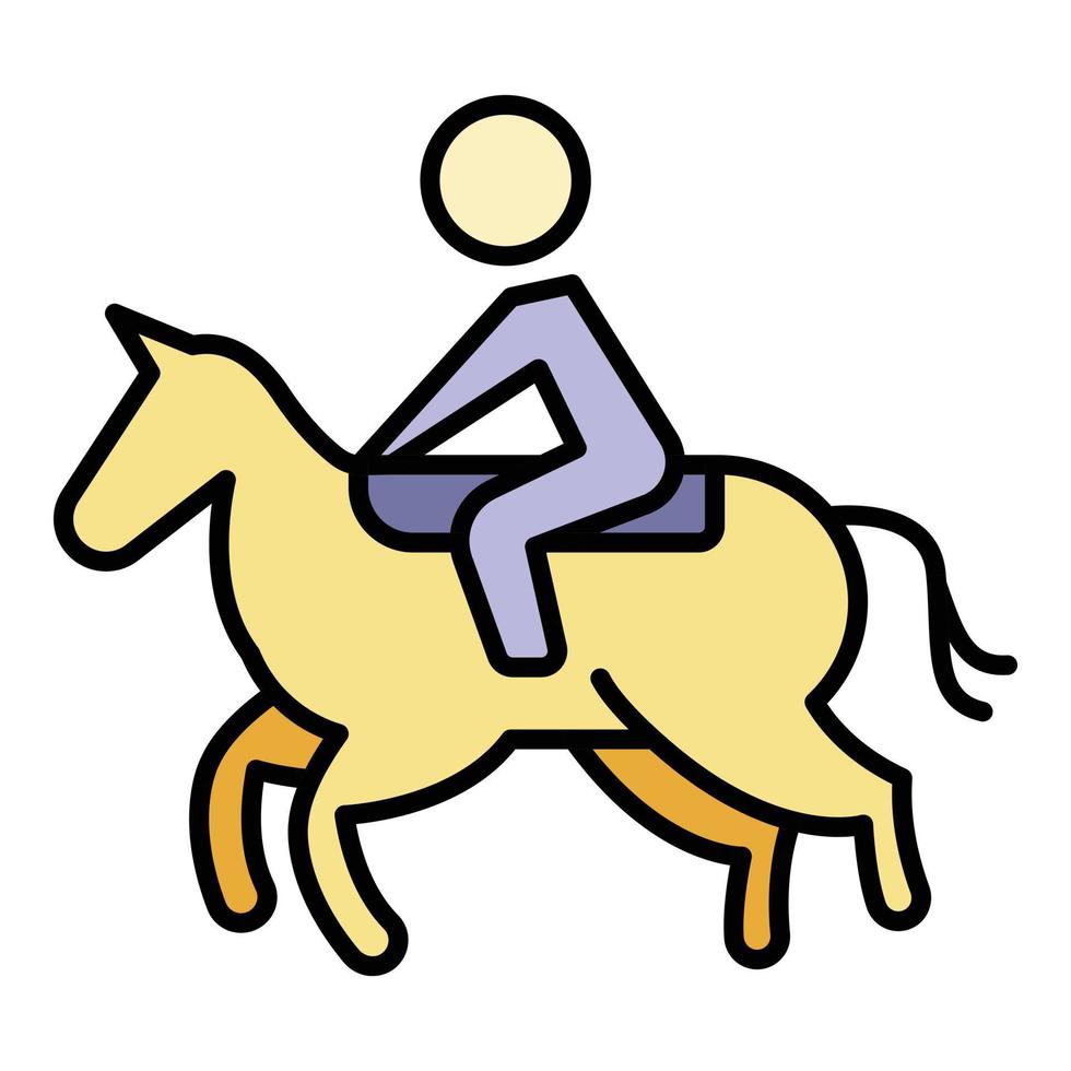 Win horseback riding icon color outline vector