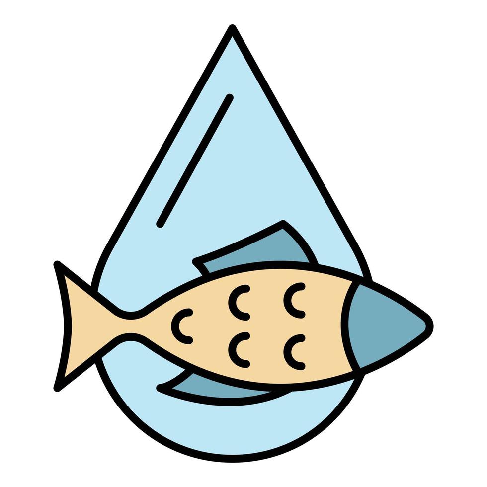 Fish oil drop icon color outline vector