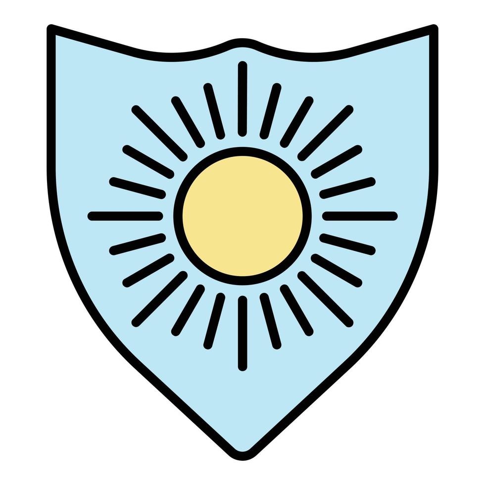 Sun protect shield icon color outline vector